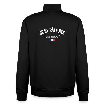 Humour Je Ne Râle Pas Je M'exprime Drole Râleur - Sweat zippé unisexe en coton bio Stanley/Stella - noir - Dos - AI Model Male 185 light (185cm)