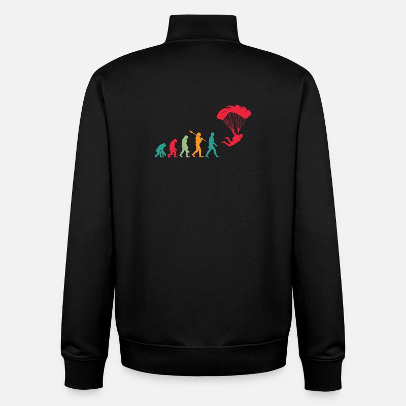 Parachutiste Evolution Parachutiste - Sweat zippé unisexe en coton bio Stanley/Stella - noir