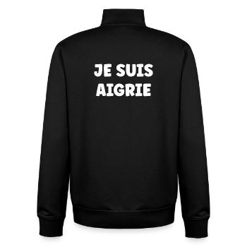 Je Suis Aigri - Typo Bold Statement - Sweat zippé unisexe en coton bio Stanley/Stella - noir - Dos - AI Model Male 185 light (185cm)