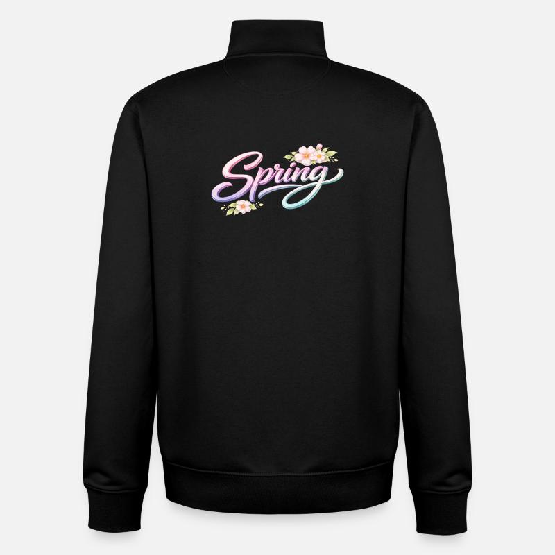 Lettrage printanier avec des fleurs - Sweat zippé unisexe en coton bio Stanley/Stella - noir