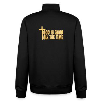God Is Good All The Time Glaube Christlich Spruch - Unisex Organic Zip Sweatshirt von Stanley/Stella - Schwarz - Hinten - AI Model Male 185 light (185cm)