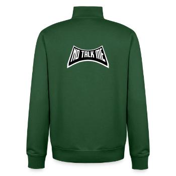 No Talk Me Funny Antisocial Introvert Saying - Unisex Organic Zip Sweatshirt by Stanley/Stella - bottle green - Back - AI Model Male 185 dark (185cm)
