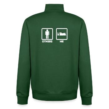 Bonhomme bâton de chemin de fer - Sweat zippé unisexe en coton bio Stanley/Stella - vert bouteille - Dos - AI Model Male 185 dark (185cm)