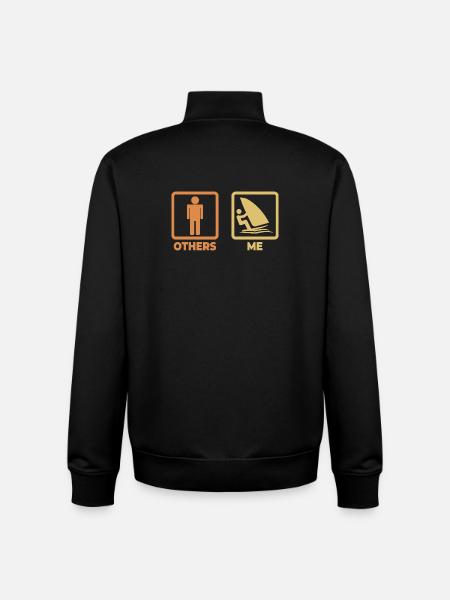 Sjov windsurfer-tændstikman - Stanley/Stella unisex sweatshirt med lynlås i økologisk - sort