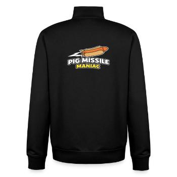 Pig Missile Maniac Drôle de Conception de la Roquette Hot Dog - Sweat zippé unisexe en coton bio Stanley/Stella - noir - Dos - AI Model Male 185 light (185cm)