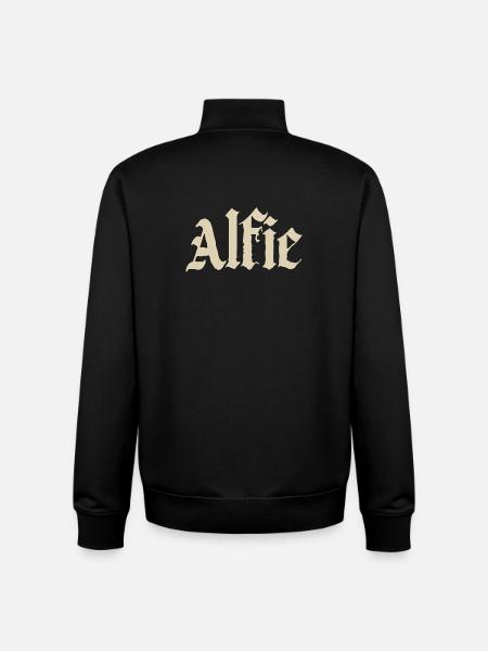 Alfie in Gothic Serif - Unisex Organic Zip Sweatshirt by Stanley/Stella - black