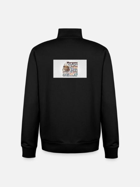 Kaffee Morgen Spruch Illustration - Unisex Organic Zip Sweatshirt von Stanley/Stella - Schwarz