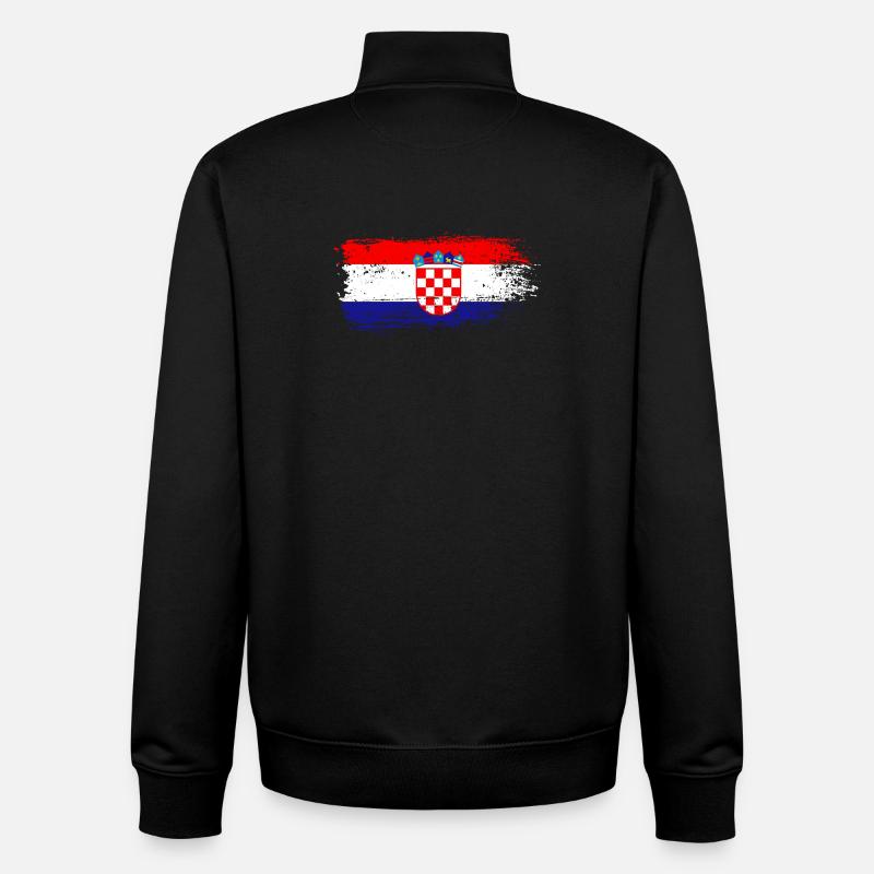 Drapeau de la Croatie - Sweat zippé unisexe en coton bio Stanley/Stella - noir