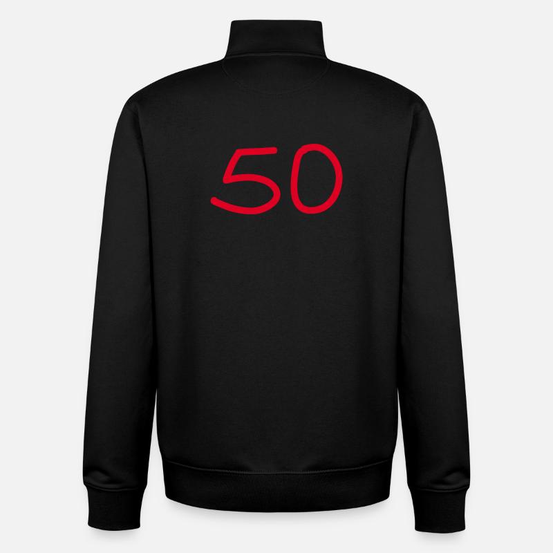 50e anniversaire cinquante numéro blanc - Sweat zippé unisexe en coton bio Stanley/Stella - noir