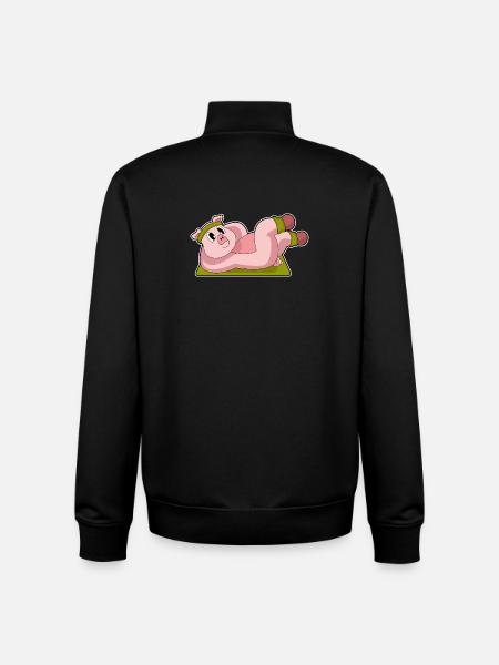Pig Abdominal Workout Bodybuilding - Unisex Organic Zip Sweatshirt by Stanley/Stella - black