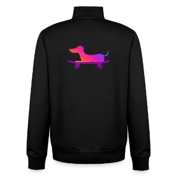 Dackel mit Skateboard - Unisex Organic Zip Sweatshirt von Stanley/Stella - Schwarz - Hinten - AI Model Male 185 light (185cm)