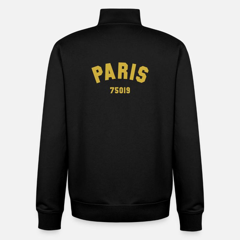19e arrondissement de PARIS - Sweat zippé unisexe en coton bio Stanley/Stella - noir