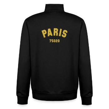 20e arrondissement de PARIS - Sweat zippé unisexe en coton bio Stanley/Stella - noir - Dos - AI Model Male 185 light (185cm)