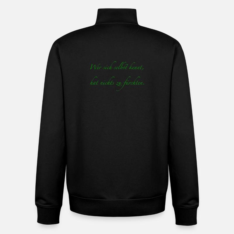 Ceux qui se connaissent eux-mêmes n’ont rien à craindre - Sweat zippé unisexe en coton bio Stanley/Stella - noir