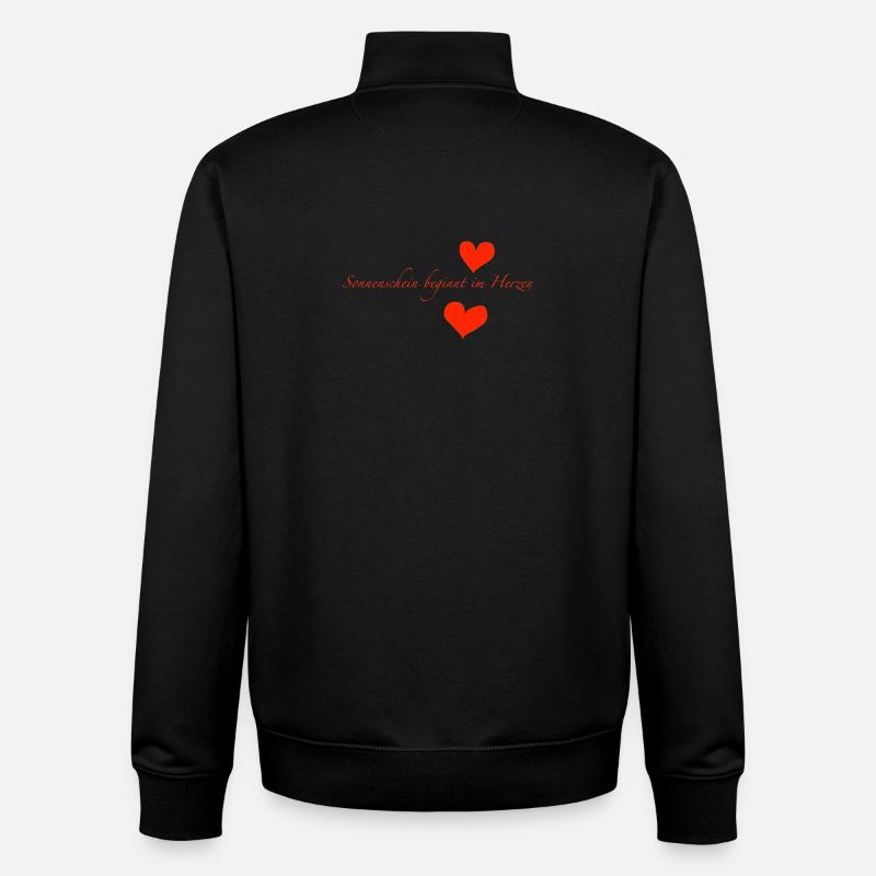 Le soleil commence dans le cœur - Sweat zippé unisexe en coton bio Stanley/Stella - noir