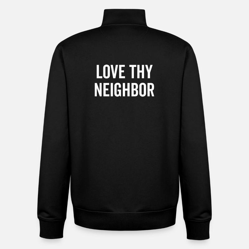 Aime ton prochain - Sweat zippé unisexe en coton bio Stanley/Stella - noir