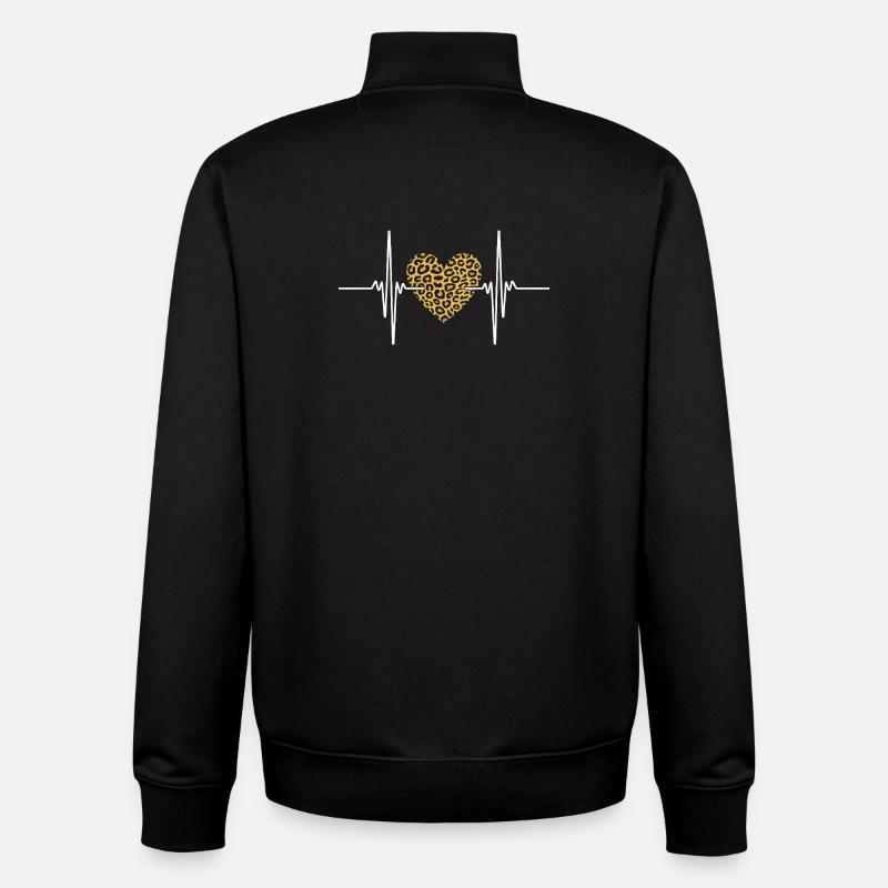 Cœur de léopard - Sweat zippé unisexe en coton bio Stanley/Stella - noir