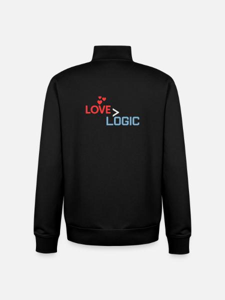 Love Greater Than Logic Design - Unisex Organic Zip Sweatshirt by Stanley/Stella - black