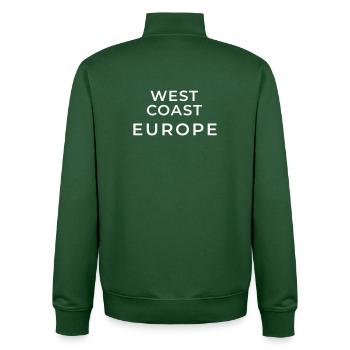 Typography West Coast Europe - Unisex Organic Zip Sweatshirt by Stanley/Stella - bottle green - Back - AI Model Male 185 dark (185cm)