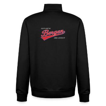 Je me suis perdu à Bergen et j’ai adoré - Voyage en Norvège - Sweat zippé unisexe en coton bio Stanley/Stella - noir - Dos - AI Model Male 185 light (185cm)