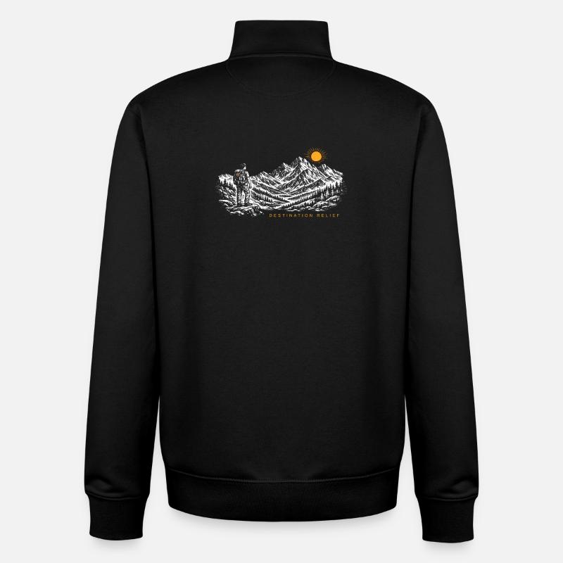 Hiker Sunrise Destination Relief Light - Unisex Organic Zip Sweatshirt by Stanley/Stella - black