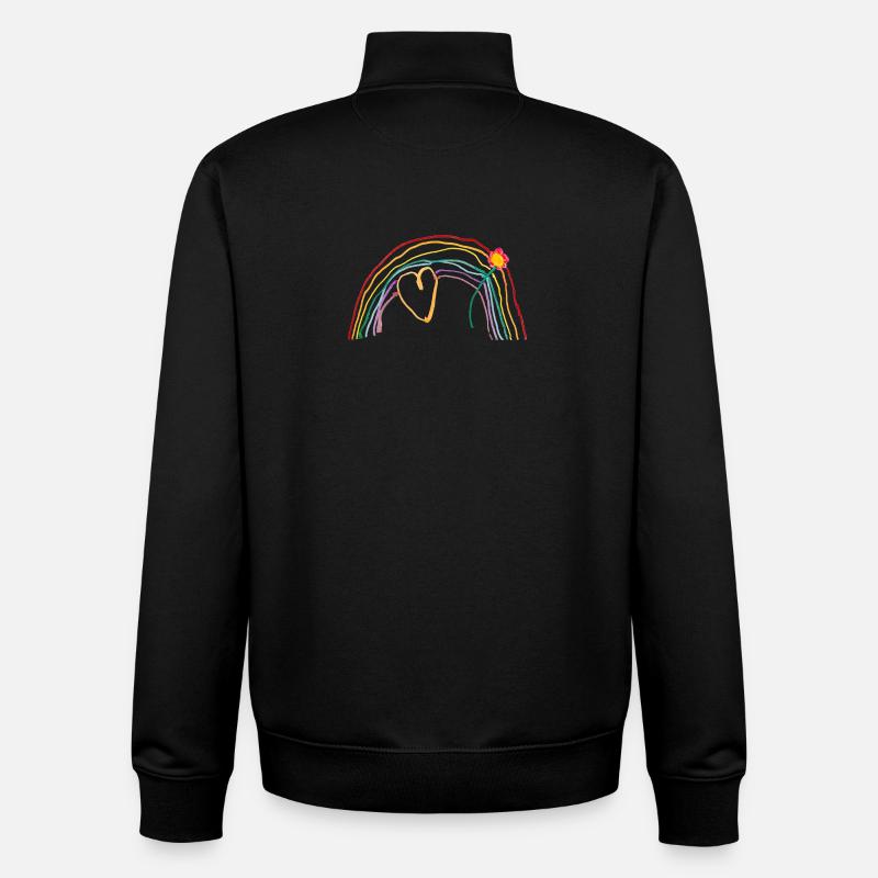 Regenbogen mit Herz und Blume - Unisex Organic Zip Sweatshirt von Stanley/Stella - Schwarz