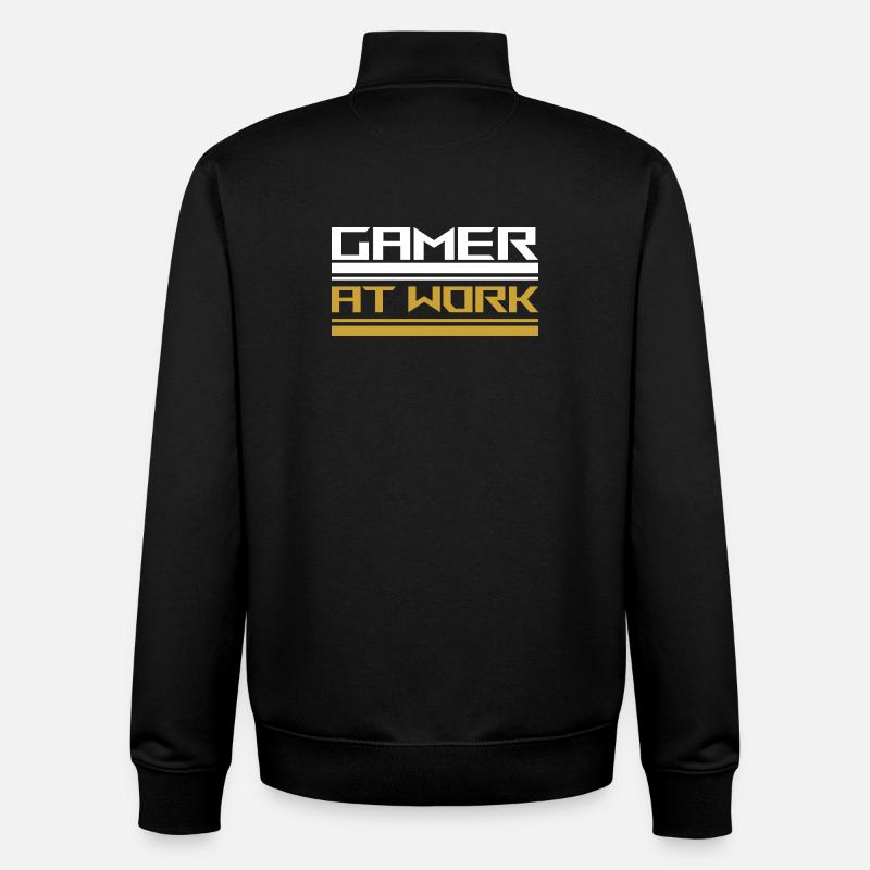 Gamer at work white - Unisex Organic Zip Sweatshirt von Stanley/Stella - Schwarz