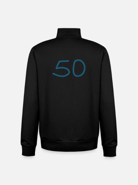 50th birthday fifty blue number - Unisex Organic Zip Sweatshirt by Stanley/Stella - black
