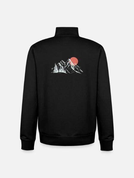 Crimson Sun Over Snowy Peaks - Unisex Organic Zip Sweatshirt by Stanley/Stella - black