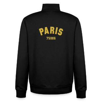 6e arrondissement de PARIS - Sweat zippé unisexe en coton bio Stanley/Stella - noir - Dos - AI Model Male 185 light (185cm)