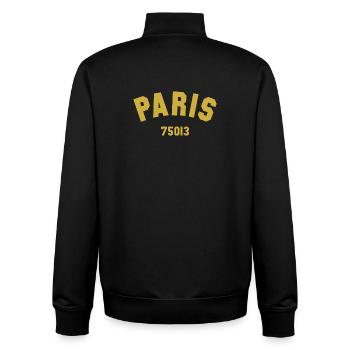 13e arrondissement de PARIS - Sweat zippé unisexe en coton bio Stanley/Stella - noir - Dos - AI Model Male 185 light (185cm)