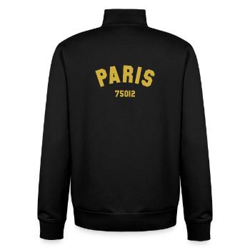12e arrondissement de PARIS - Sweat zippé unisexe en coton bio Stanley/Stella - noir - Dos - AI Model Male 185 light (185cm)