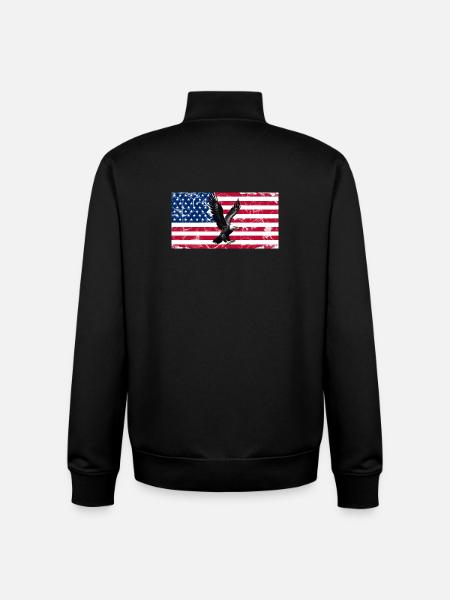 Liberty Eagle over US flag - Unisex Organic Zip Sweatshirt by Stanley/Stella - black