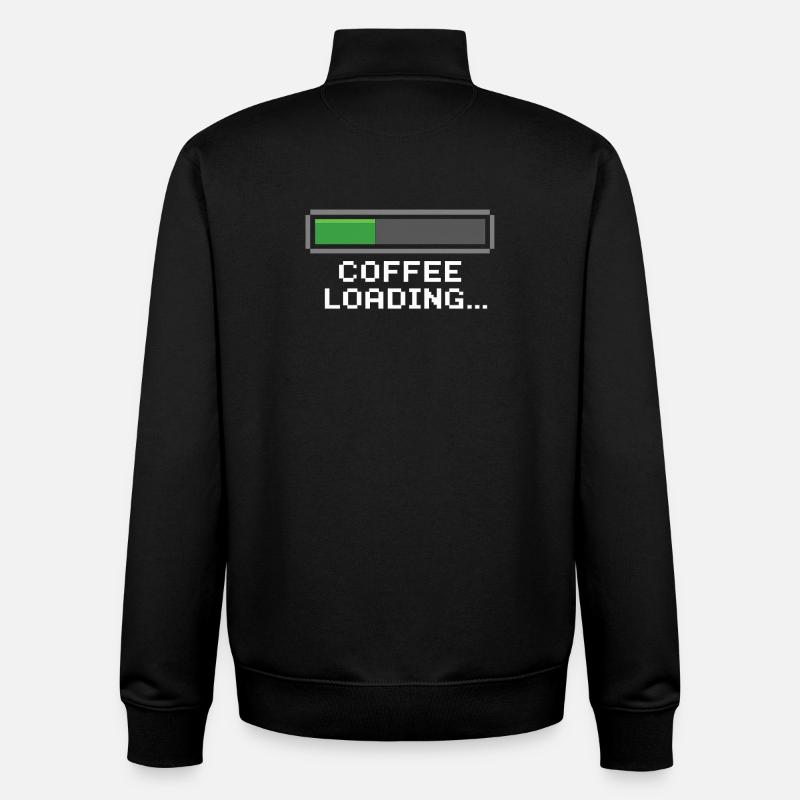 Barre de chargement de café Pixel - Sweat zippé unisexe en coton bio Stanley/Stella - noir