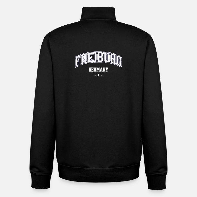 Freiburg Germany College Style Design - Unisex Organic Zip Sweatshirt by Stanley/Stella - black