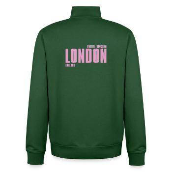 London Pink Bold Typography - Unisex Organic Zip Sweatshirt by Stanley/Stella - bottle green - Back - AI Model Male 185 dark (185cm)