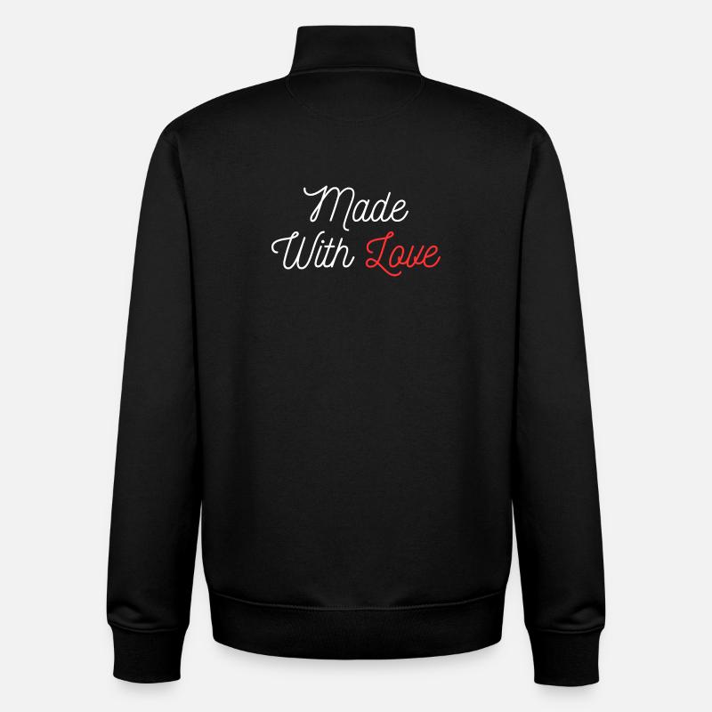 Fait avec amour Saint-Valentin - Sweat zippé unisexe en coton bio Stanley/Stella - noir