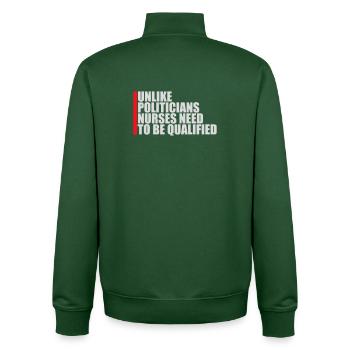 Unlike Politicians Nurses Need To Be Qualified - Unisex Organic Zip Sweatshirt by Stanley/Stella - bottle green - Back - AI Model Male 185 dark (185cm)