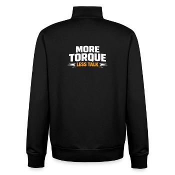 Mehr Drehmoment Weniger Quatschen - Unisex Organic Zip Sweatshirt von Stanley/Stella - Schwarz - Hinten - AI Model Male 185 light (185cm)