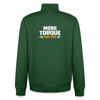 More torque, less talking - Unisex Organic Zip Sweatshirt by Stanley/Stella - bottle green - Back - AI Model Male 185 dark (185cm)