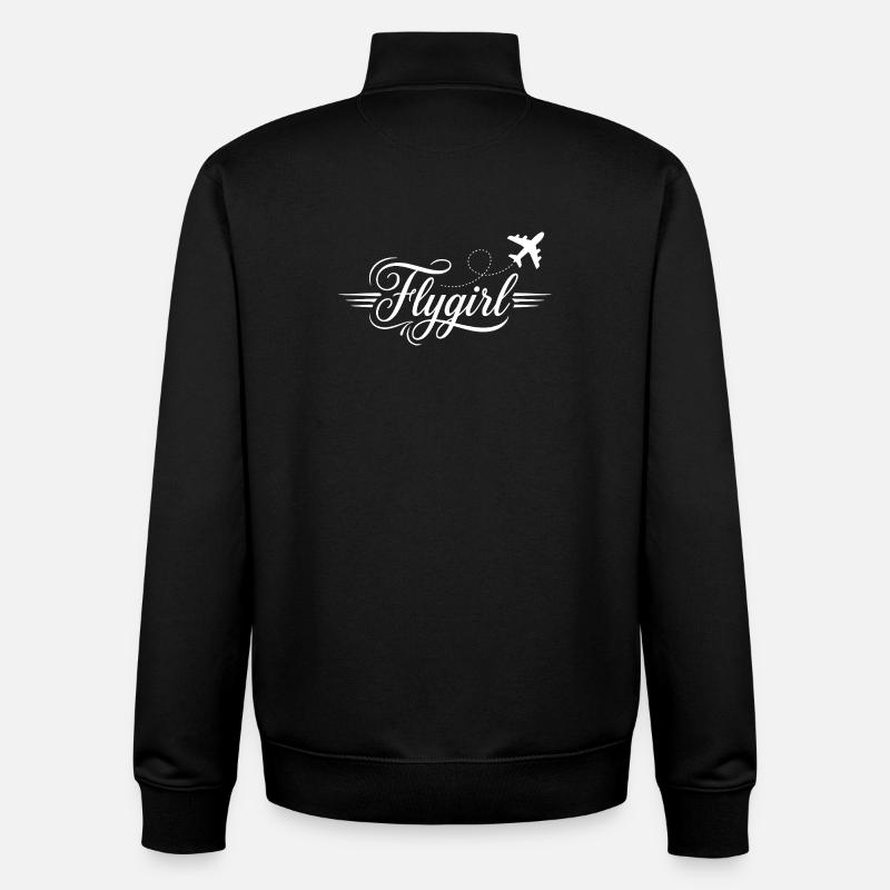 Flygirl Script mit Flugzeug-Schnörkel - Unisex Organic Zip Sweatshirt von Stanley/Stella - Schwarz