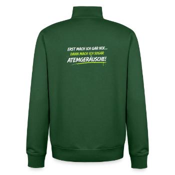 Atemgeräusche Neon-Spruch - Unisex Organic Zip Sweatshirt von Stanley/Stella - Flaschengrün - Hinten - AI Model Male 185 dark (185cm)