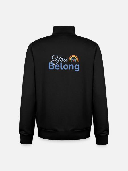 You Belong Rainbow Heart Design Blue - Unisex Organic Zip Sweatshirt by Stanley/Stella - black