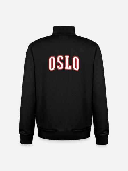 Oslo Varsity City Logo Print - Unisex Organic Zip Sweatshirt by Stanley/Stella - black