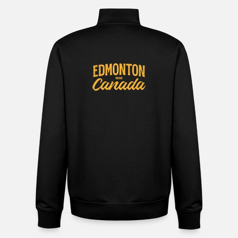 Edmonton, Alberta, Canada – Lettrage rétro - Sweat zippé unisexe en coton bio Stanley/Stella - noir