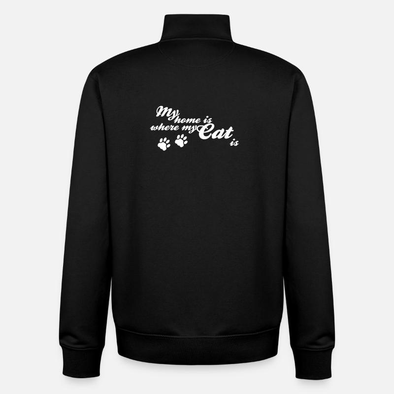 Home is where my cat is - Unisex Organic Zip Sweatshirt by Stanley/Stella - black