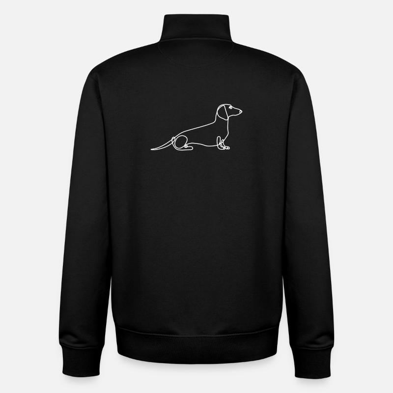 Elegant Dachshund Line Drawing - Unisex Organic Zip Sweatshirt by Stanley/Stella - black