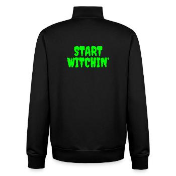 Vert vibrant Sorcière Phrase de début - Sweat zippé unisexe en coton bio Stanley/Stella - noir - Dos - AI Model Male 185 light (185cm)