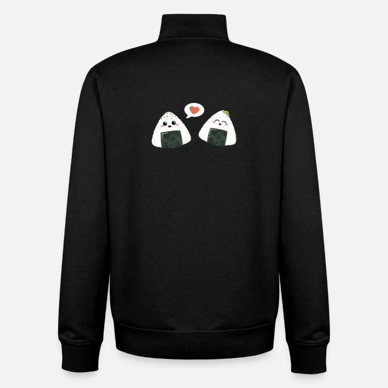 Onigiri Couple Amour - Sweat zippé unisexe en coton bio Stanley/Stella - noir