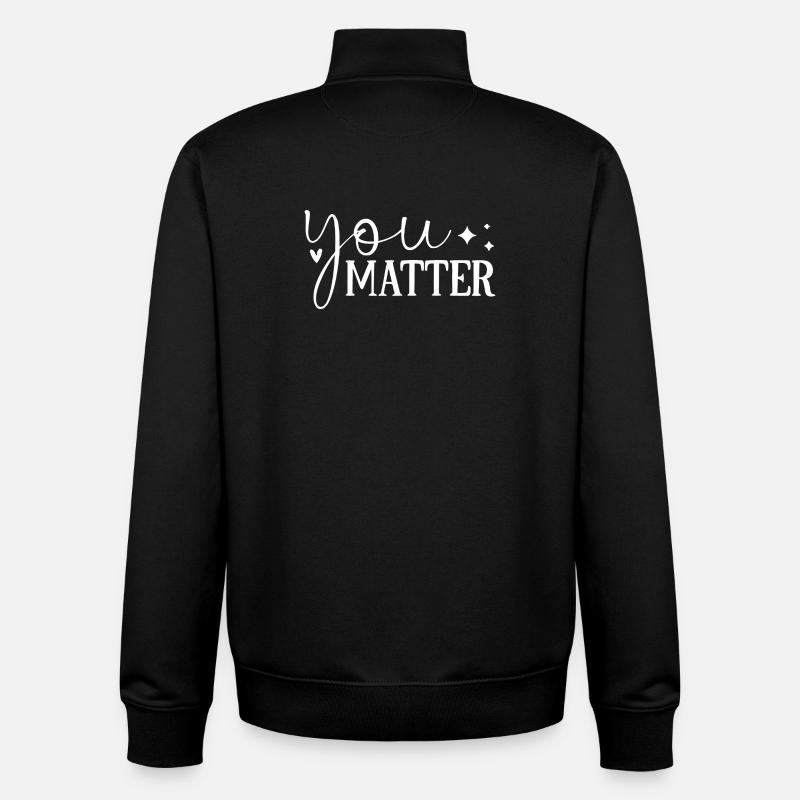 Conception de citation manuscrite inspirante - Sweat zippé unisexe en coton bio Stanley/Stella - noir